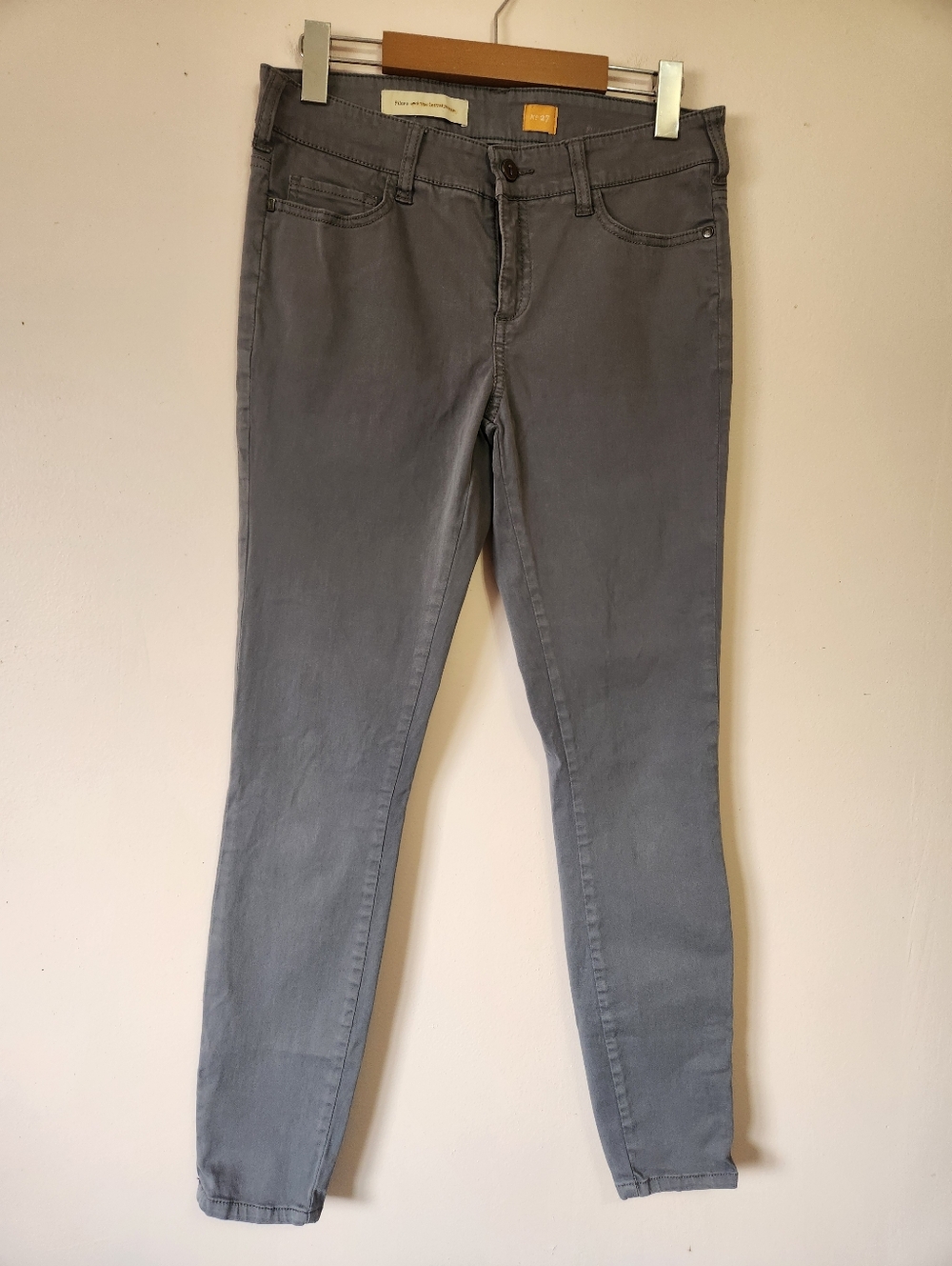 Pilcro & The Letterpress Gray Serif Skinny Jeans Ankle Zip Mid Rise Denim 27